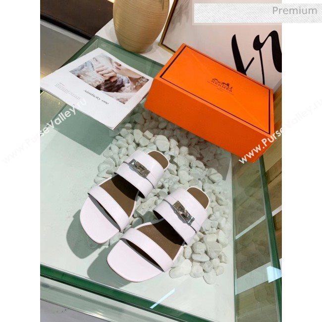 Hermes Calfskin Avenue Sandal White 2020 (MD-20040130)