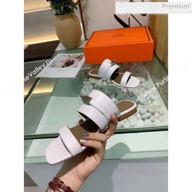 Hermes Calfskin Avenue Sandal White 2020 (MD-20040130)