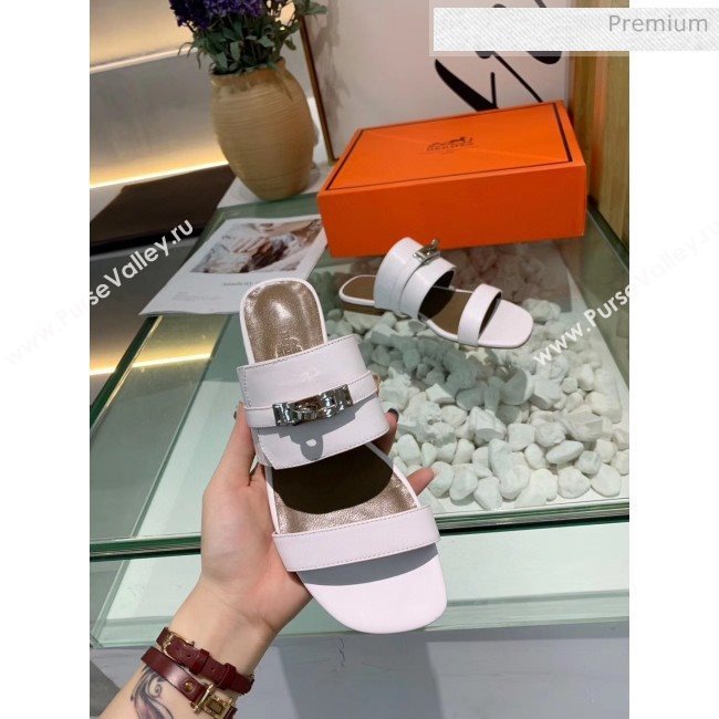 Hermes Calfskin Avenue Sandal White 2020 (MD-20040130)