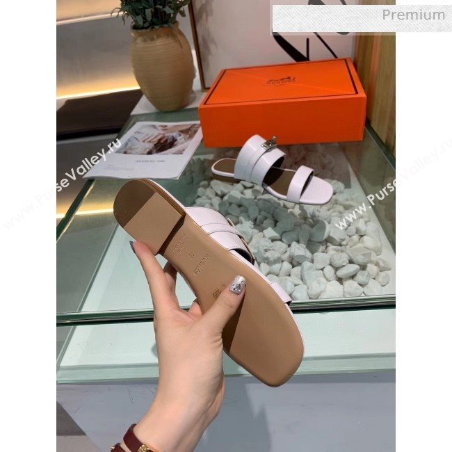 Hermes Calfskin Avenue Sandal White 2020 (MD-20040130)