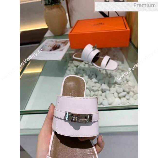 Hermes Calfskin Avenue Sandal White 2020 (MD-20040130)