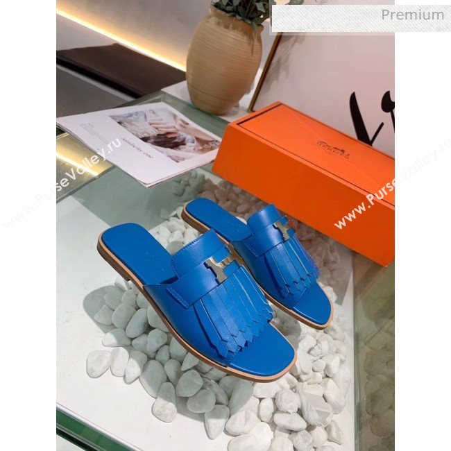 Hermes Calfskin Auteuil Sandal Blue 2020 (MD-20040132)