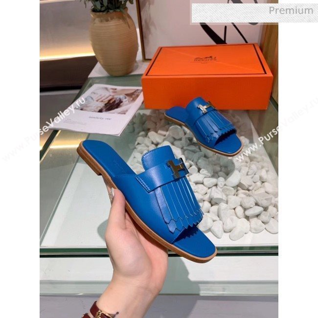 Hermes Calfskin Auteuil Sandal Blue 2020 (MD-20040132)