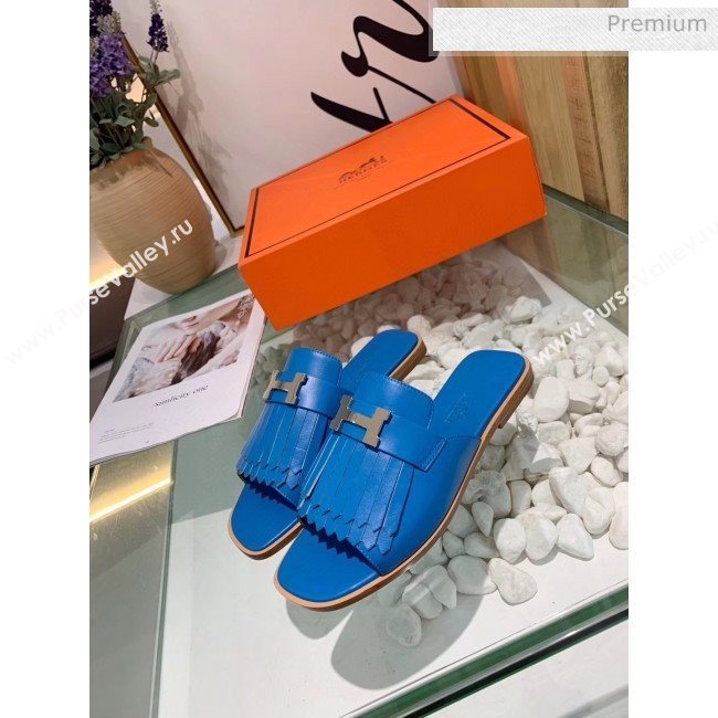 Hermes Calfskin Auteuil Sandal Blue 2020 (MD-20040132)