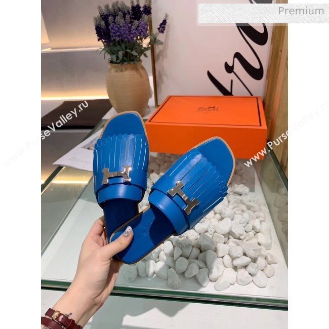 Hermes Calfskin Auteuil Sandal Blue 2020 (MD-20040132)