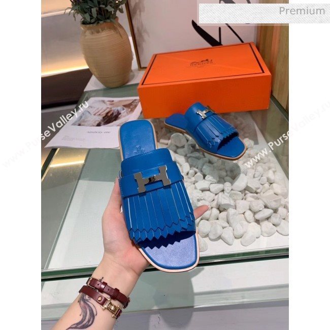 Hermes Calfskin Auteuil Sandal Blue 2020 (MD-20040132)