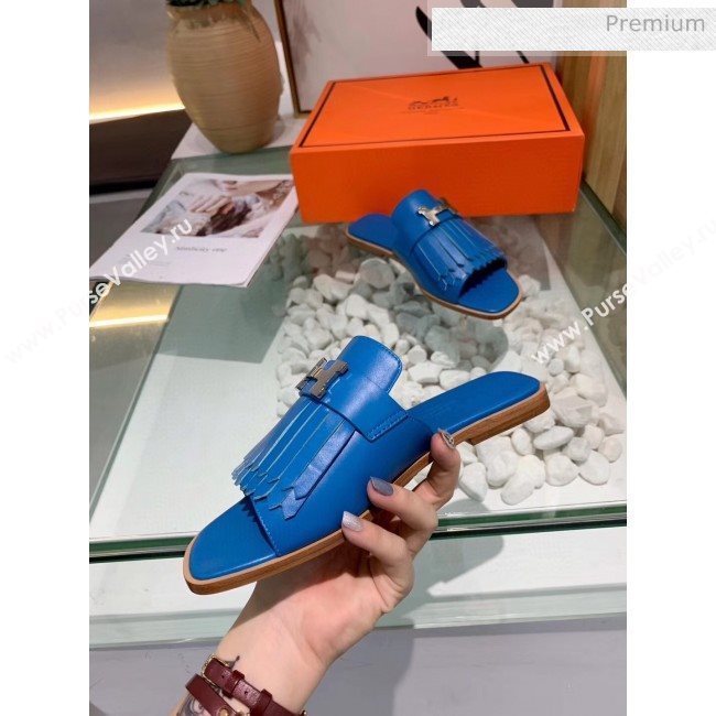 Hermes Calfskin Auteuil Sandal Blue 2020 (MD-20040132)