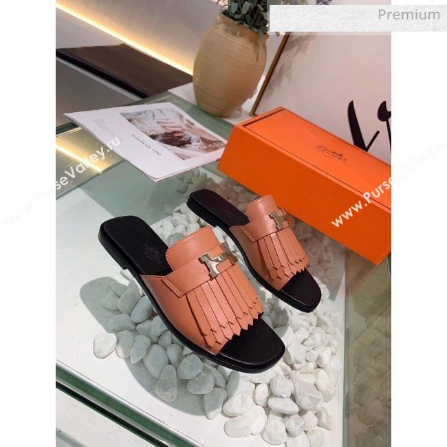 Hermes Calfskin Auteuil Sandal Nude Pink 2020 (MD-20040134)