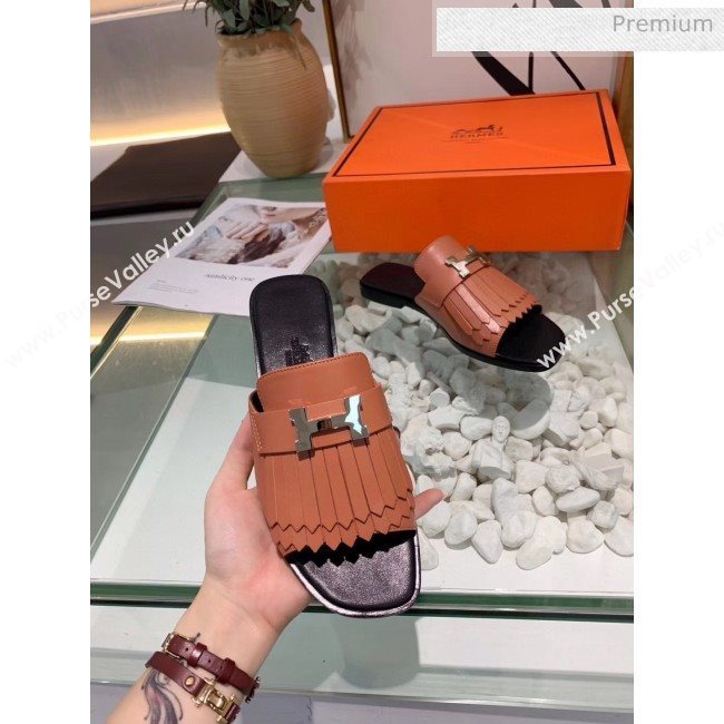 Hermes Calfskin Auteuil Sandal Nude Pink 2020 (MD-20040134)