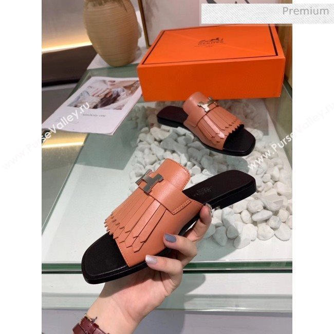 Hermes Calfskin Auteuil Sandal Nude Pink 2020 (MD-20040134)