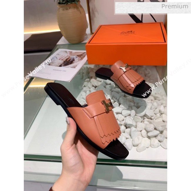 Hermes Calfskin Auteuil Sandal Nude Pink 2020 (MD-20040134)