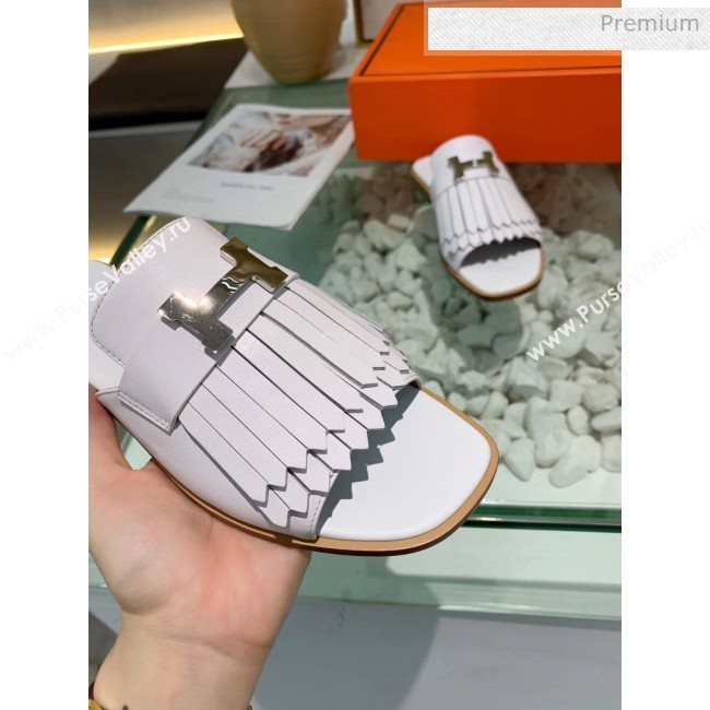 Hermes Calfskin Auteuil Sandal White 2020 (MD-20040135)