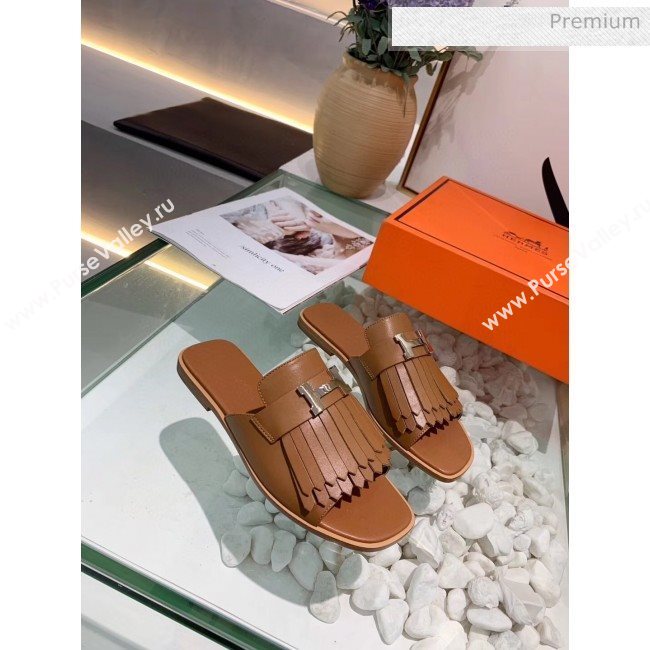 Hermes Calfskin Auteuil Sandal Brown 2020 (MD-20040137)