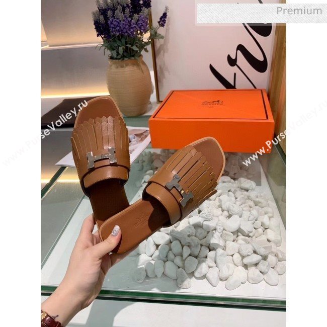 Hermes Calfskin Auteuil Sandal Brown 2020 (MD-20040137)