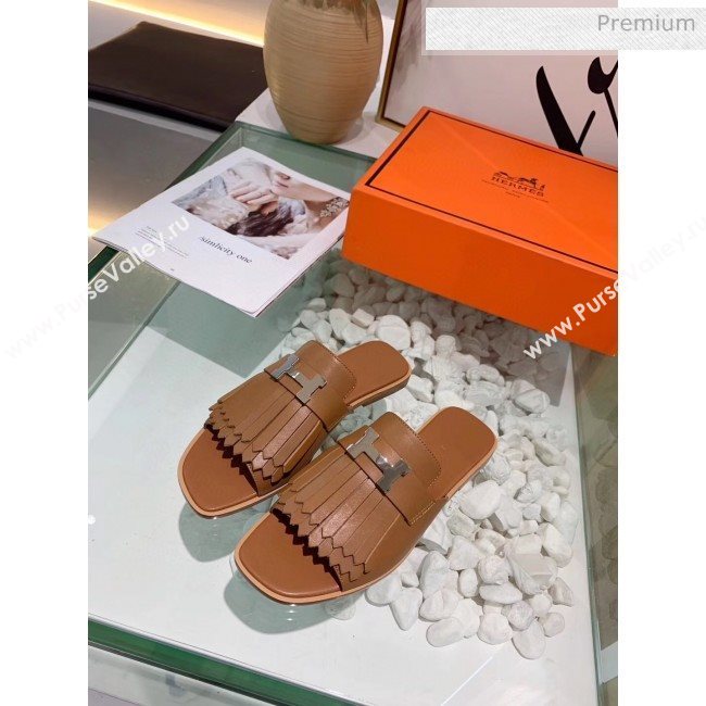 Hermes Calfskin Auteuil Sandal Brown 2020 (MD-20040137)