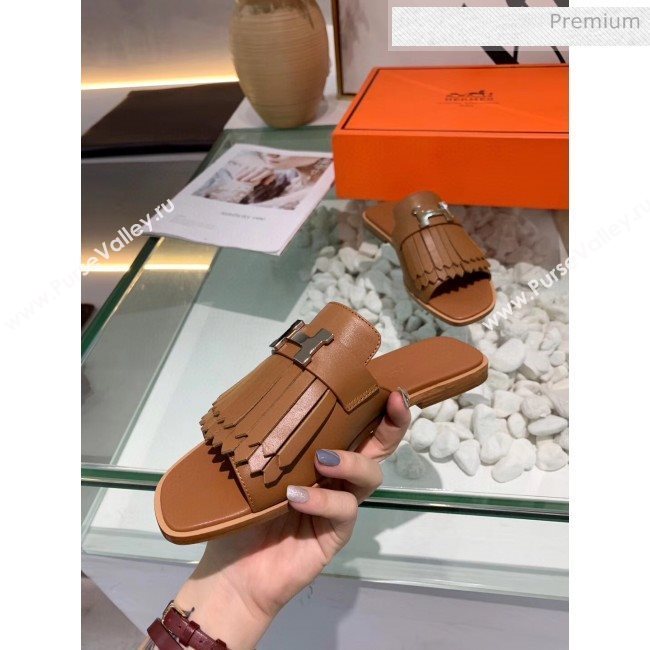 Hermes Calfskin Auteuil Sandal Brown 2020 (MD-20040137)