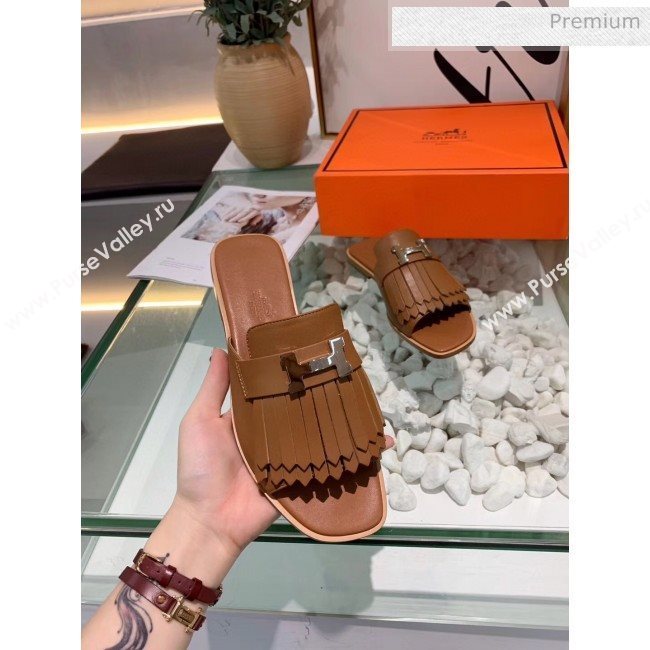 Hermes Calfskin Auteuil Sandal Brown 2020 (MD-20040137)