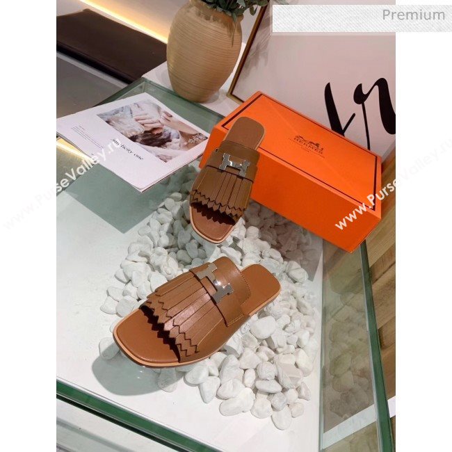 Hermes Calfskin Auteuil Sandal Brown 2020 (MD-20040137)