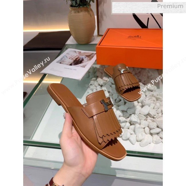 Hermes Calfskin Auteuil Sandal Brown 2020 (MD-20040137)