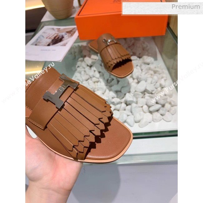 Hermes Calfskin Auteuil Sandal Brown 2020 (MD-20040137)
