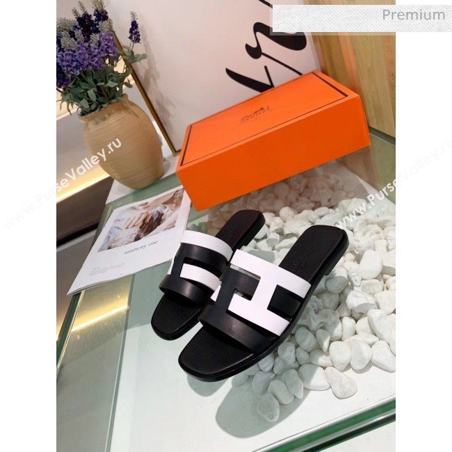 Hermes Calfskin Amore Sandal White/Black 2020 (MD-20040136)