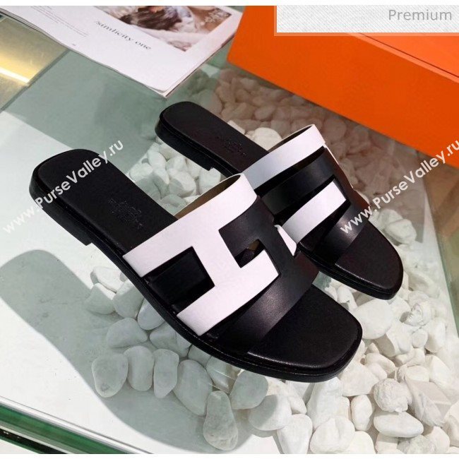 Hermes Calfskin Amore Sandal White/Black 2020 (MD-20040136)