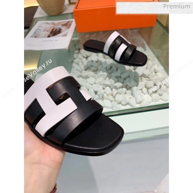 Hermes Calfskin Amore Sandal White/Black 2020 (MD-20040136)