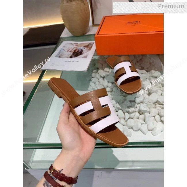 Hermes Calfskin Amore Sandal Brown/White 2020 (MD-20040139)