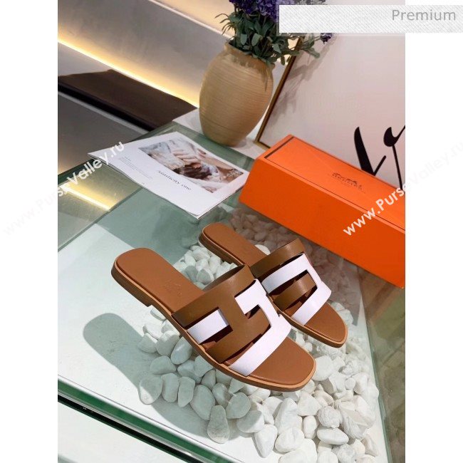 Hermes Calfskin Amore Sandal Brown/White 2020 (MD-20040139)