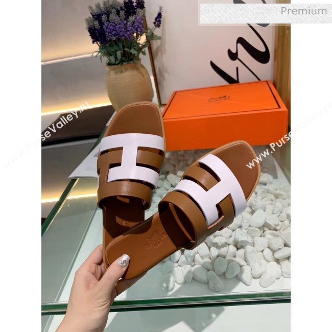 Hermes Calfskin Amore Sandal Brown/White 2020 (MD-20040139)