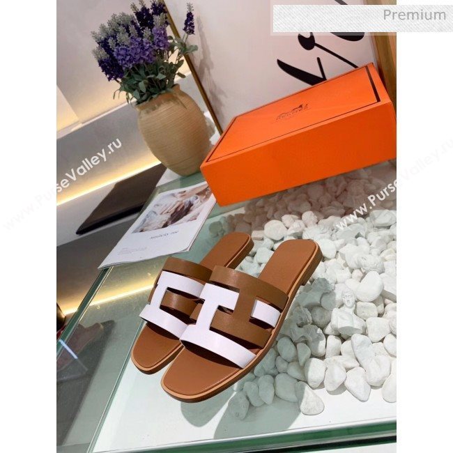 Hermes Calfskin Amore Sandal Brown/White 2020 (MD-20040139)