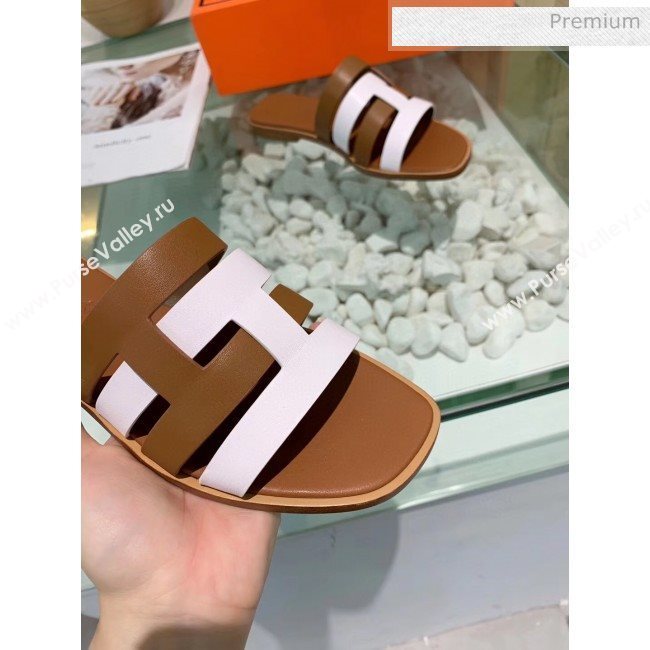 Hermes Calfskin Amore Sandal Brown/White 2020 (MD-20040139)