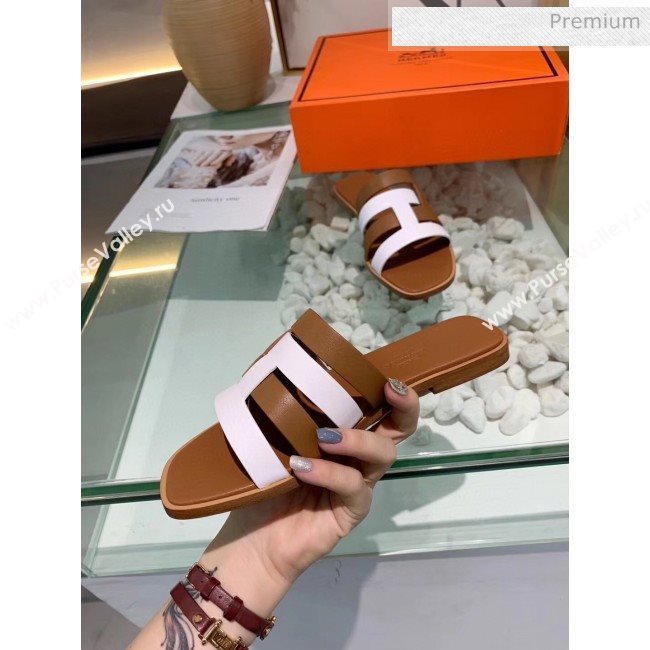 Hermes Calfskin Amore Sandal Brown/White 2020 (MD-20040139)