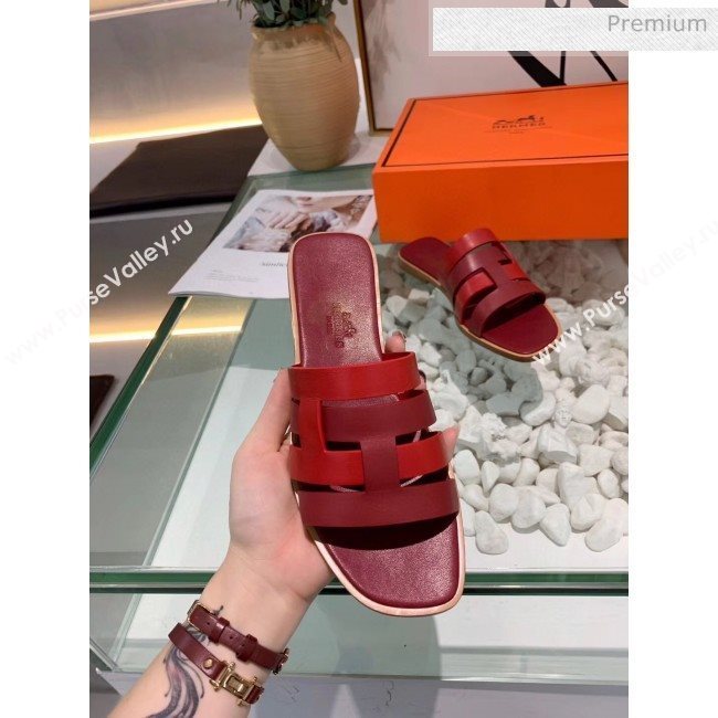 Hermes Calfskin Amore Sandal Burgundy/Red 2020 (MD-20040138)