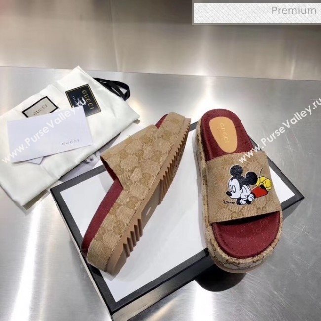 Gucci 573018 Mickey &amp; GG Canvas Platform Slide Sandal 2019  (MD-20033112)