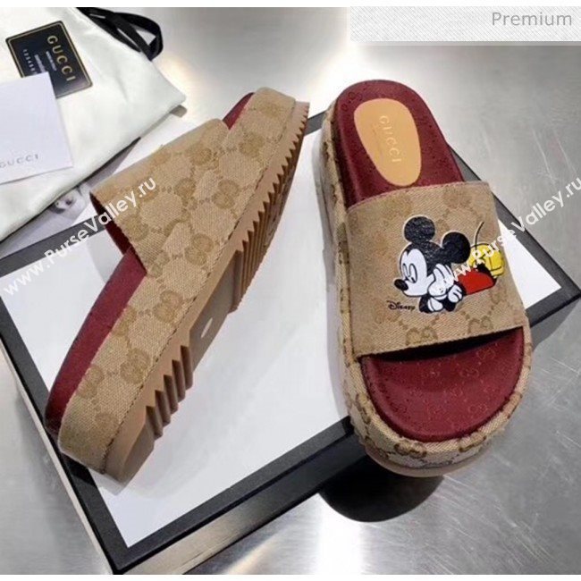 Gucci 573018 Mickey &amp; GG Canvas Platform Slide Sandal 2019  (MD-20033112)
