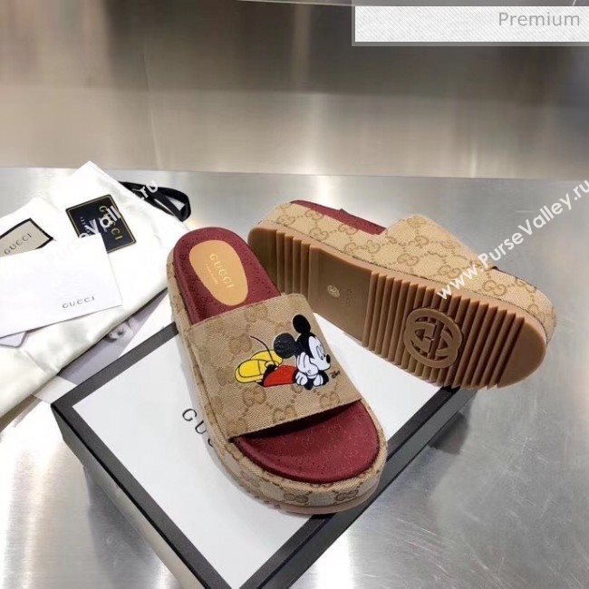 Gucci 573018 Mickey &amp; GG Canvas Platform Slide Sandal 2019  (MD-20033112)