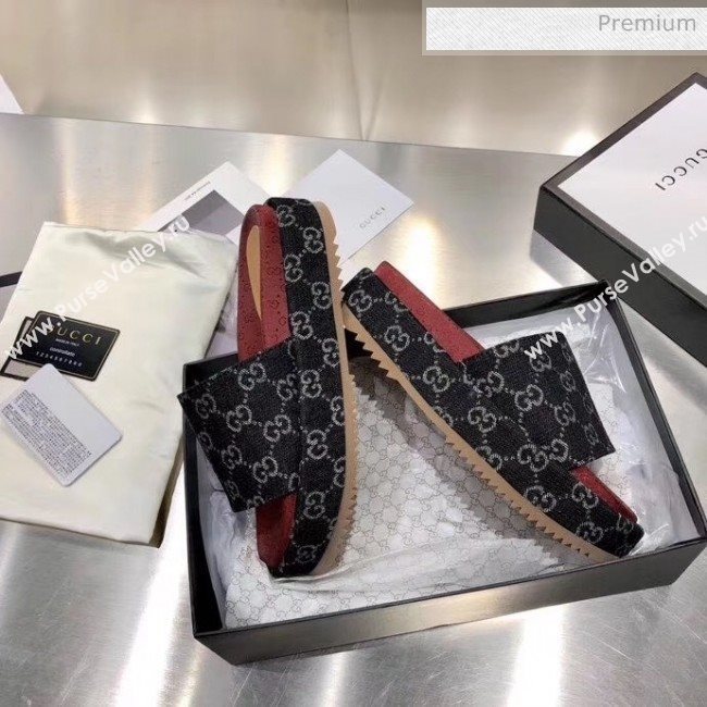Gucci Denim Black GG Platform Slide Sandal 573018 2019 (MD-20033120)