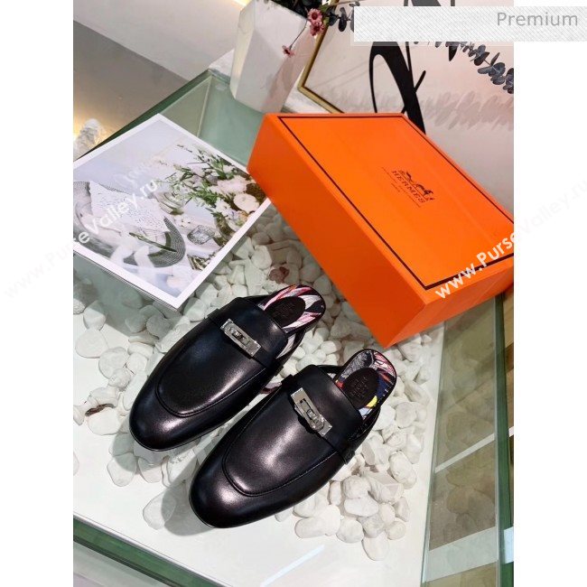 Hermes Calfskin Oz Mules Black 2020 (MD-20033135)