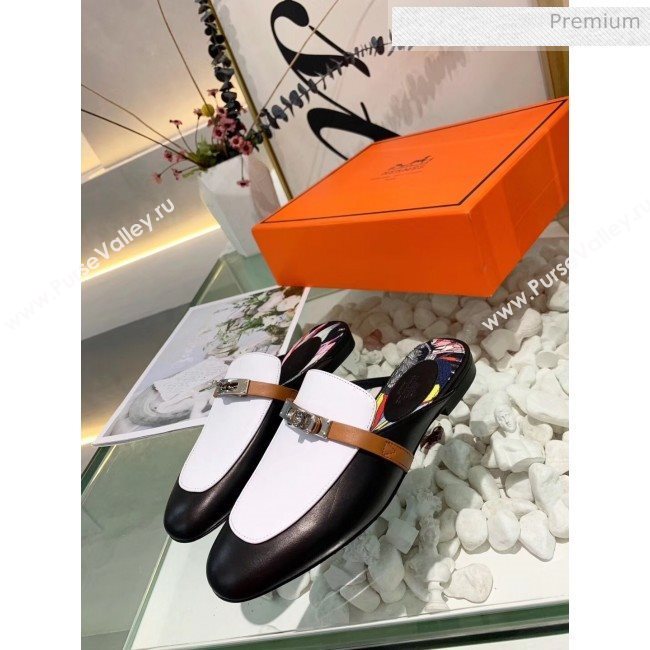 Hermes Calfskin Oz Mules Black/White 2020 (MD-20033136)