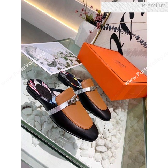 Hermes Calfskin Oz Mules Black/Brown 2020 (MD-20033137)