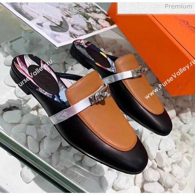 Hermes Calfskin Oz Mules Black/Brown 2020 (MD-20033137)