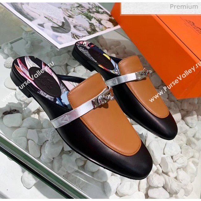 Hermes Calfskin Oz Mules Black/Brown 2020 (MD-20033137)