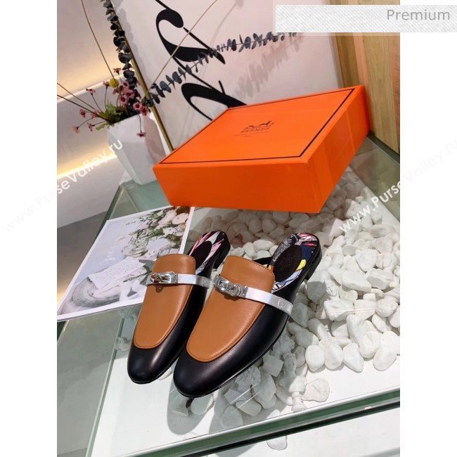 Hermes Calfskin Oz Mules Black/Brown 2020 (MD-20033137)