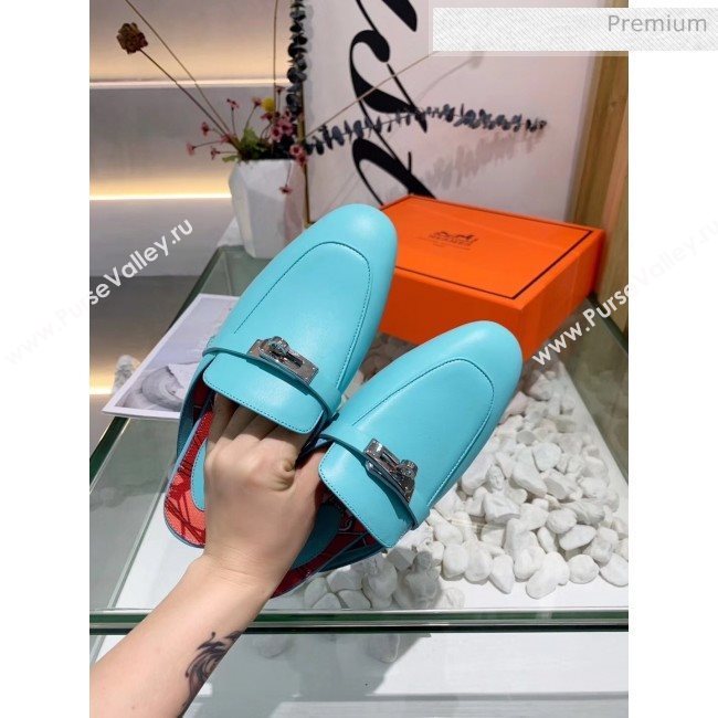 Hermes Calfskin Oz Mules Blue 2020 (MD-20033139)