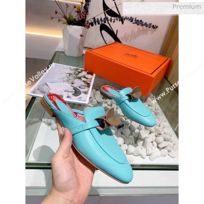 Hermes Calfskin Oz Mules Blue 2020 (MD-20033139)