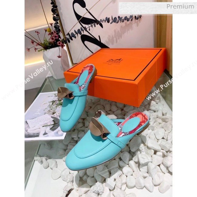 Hermes Calfskin Oz Mules Blue 2020 (MD-20033139)