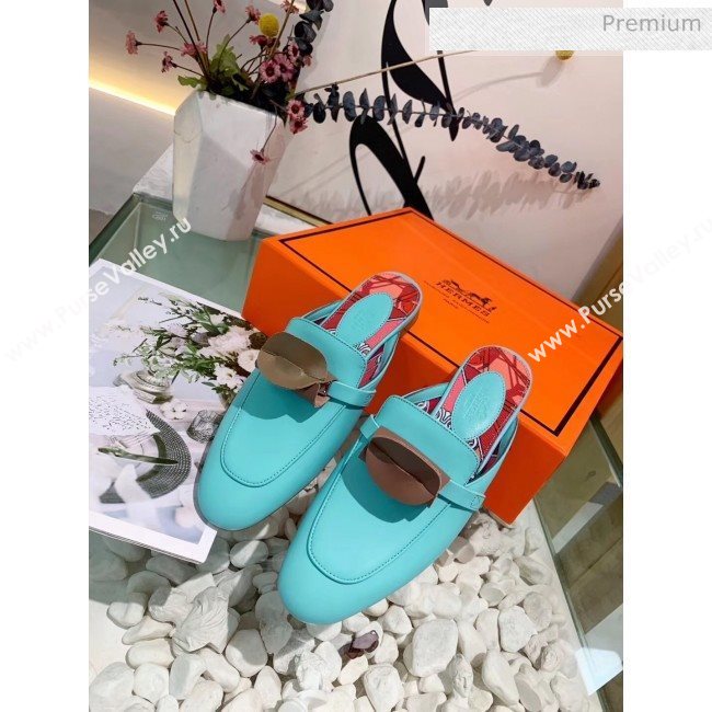 Hermes Calfskin Oz Mules Blue 2020 (MD-20033139)