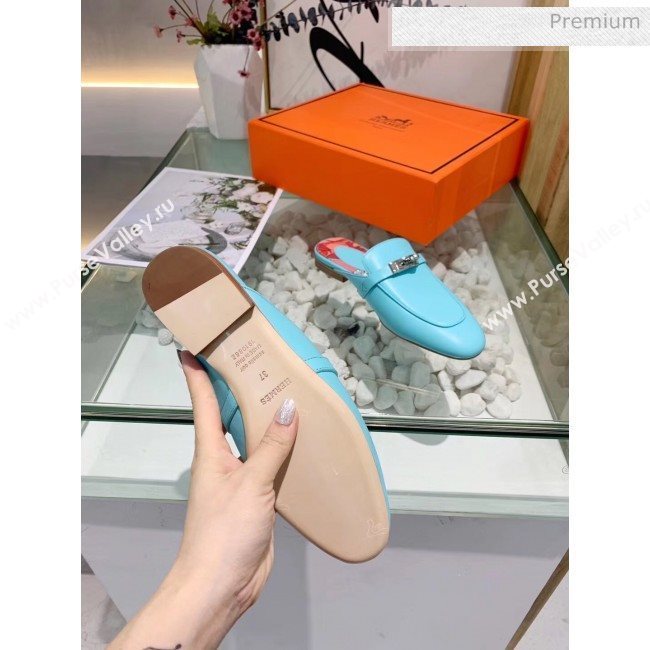 Hermes Calfskin Oz Mules Blue 2020 (MD-20033139)