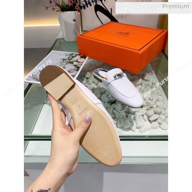 Hermes Calfskin Oz Mules White 2020 (MD-20033141)